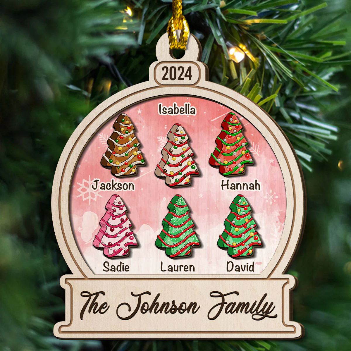 Christmas Cake - Personalized Custom Freeshape 2-Layered Wood Ornament - Image 3