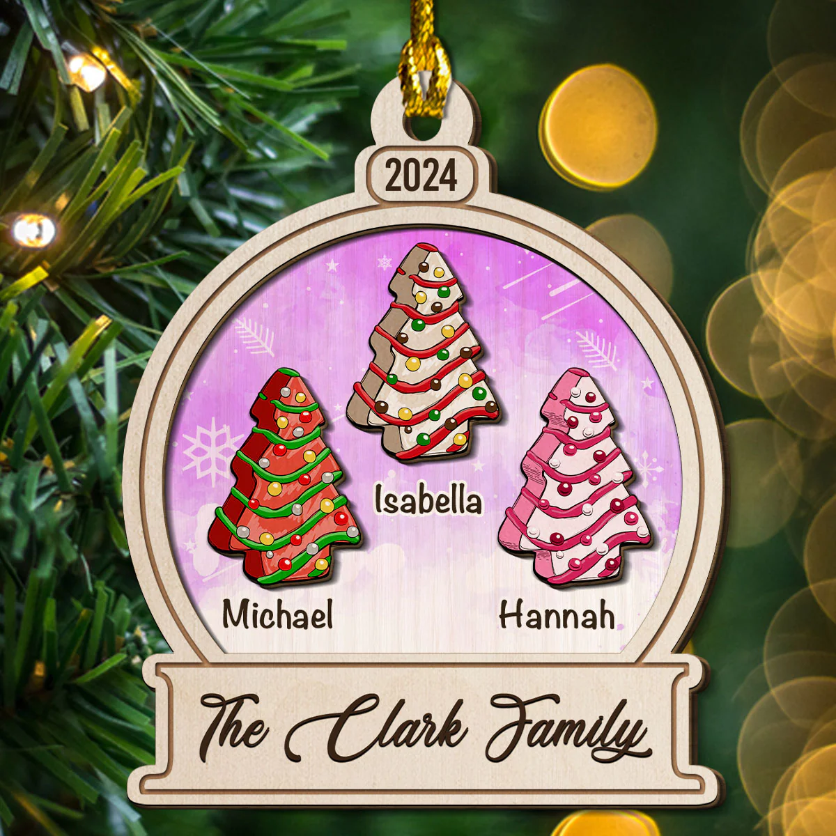 Christmas Cake - Personalized Custom Freeshape 2-Layered Wood Ornament - Image 4