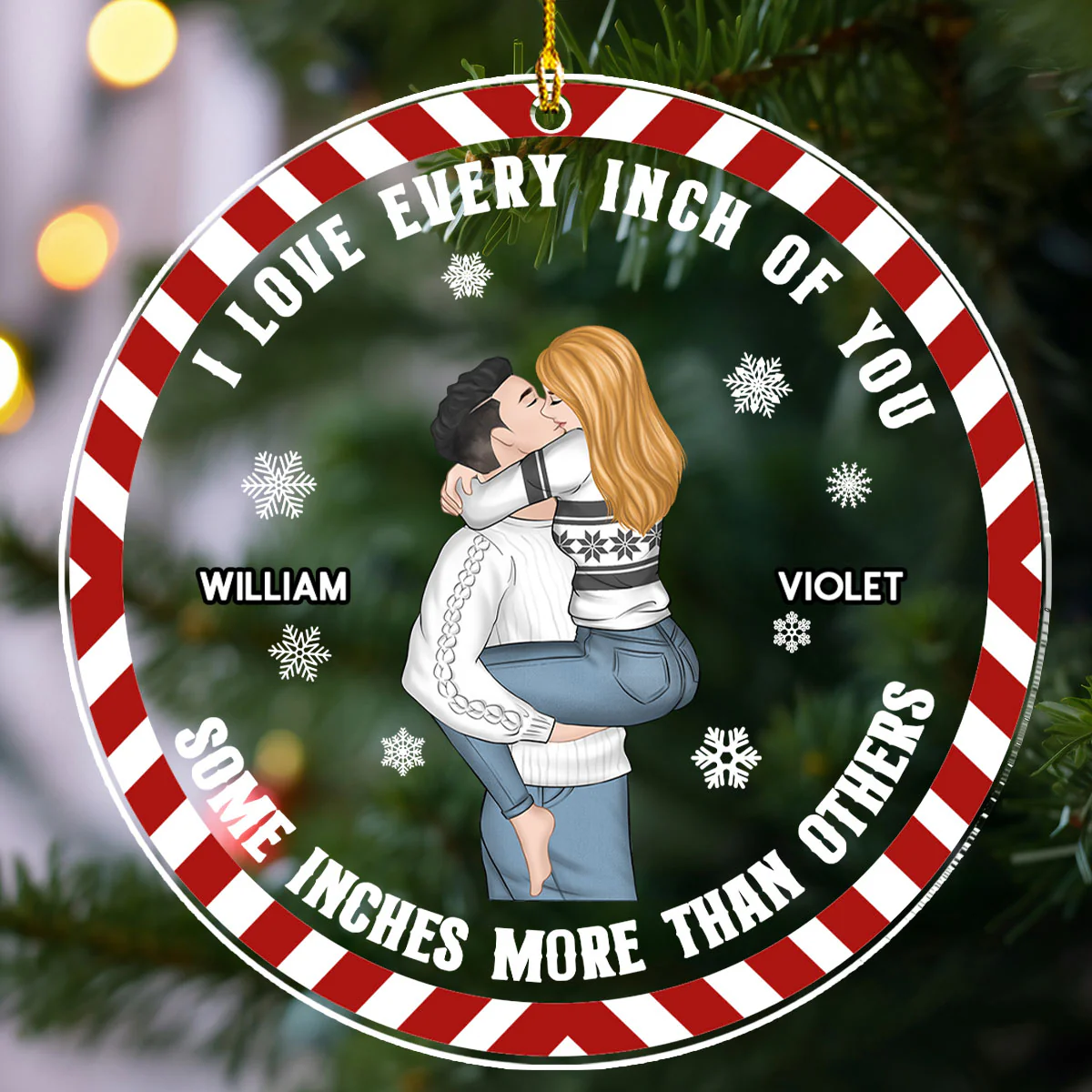 Christmas Couple Love Every Inch Of You - Personalized Custom Acrylic Ornament - Image 2