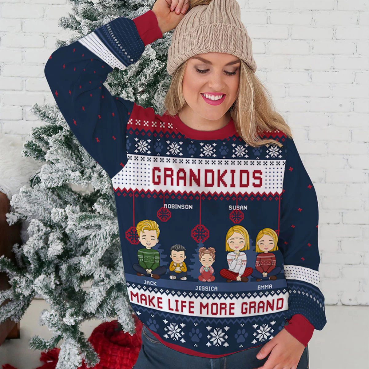 Christmas Crew - Personalized Custom All-Over-Print Sweatshirt - Image 5