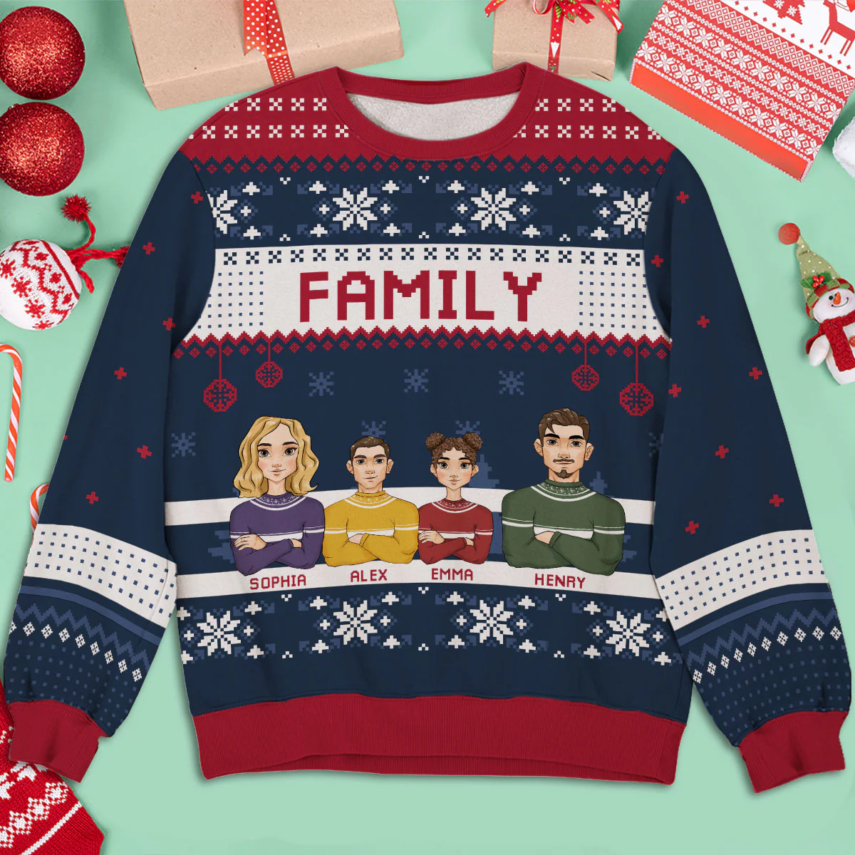 Christmas Family - Personalized Custom All-Over-Print Sweatshirt - Image 2
