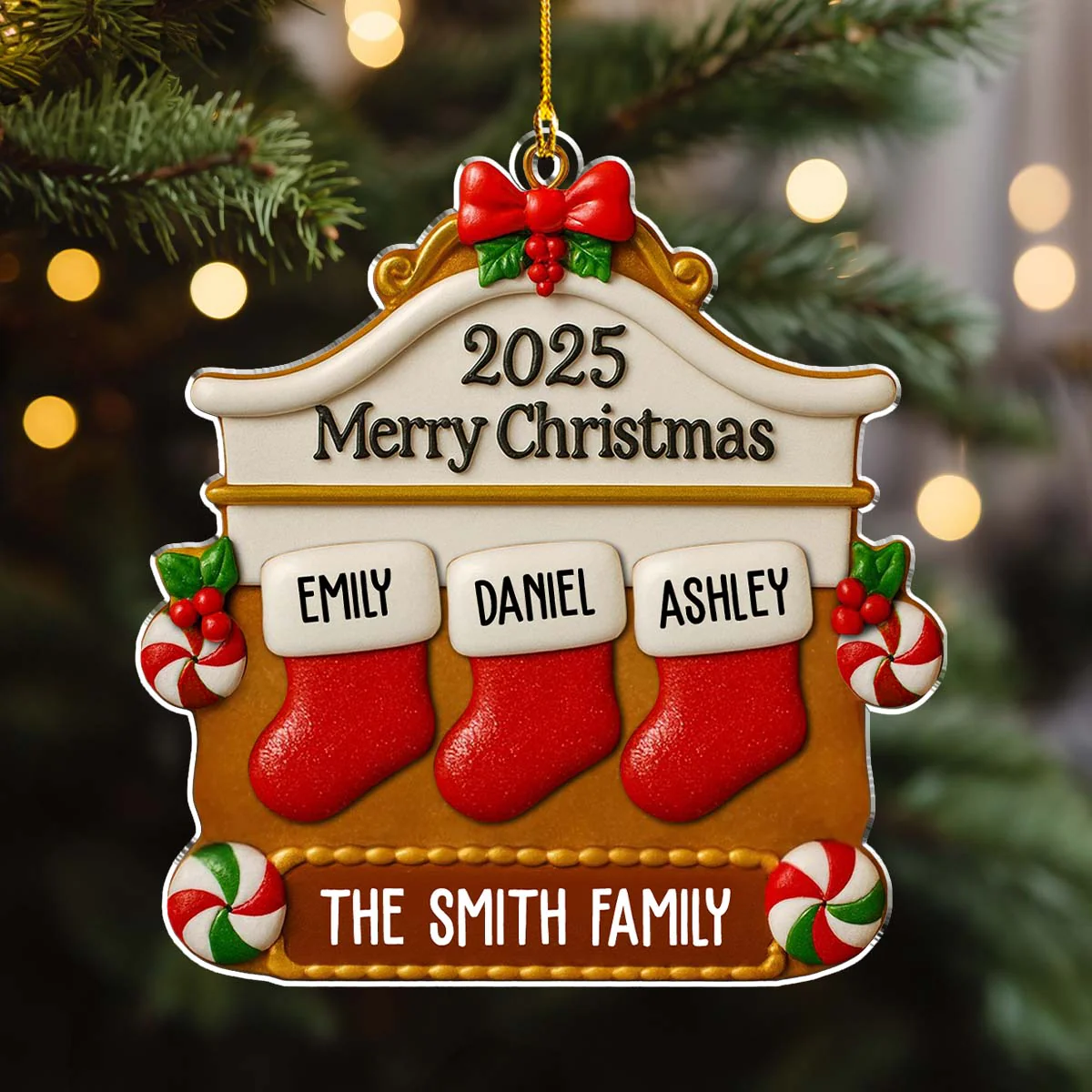 Christmas Family Stocking - Personalized Custom Acrylic Ornament - Image 4