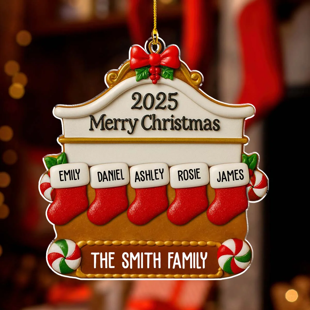 Christmas Family Stocking - Personalized Custom Acrylic Ornament - Image 5