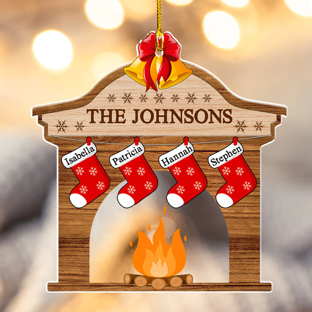 Christmas Fireplace - Personalized Custom Acrylic Ornament - Image 3