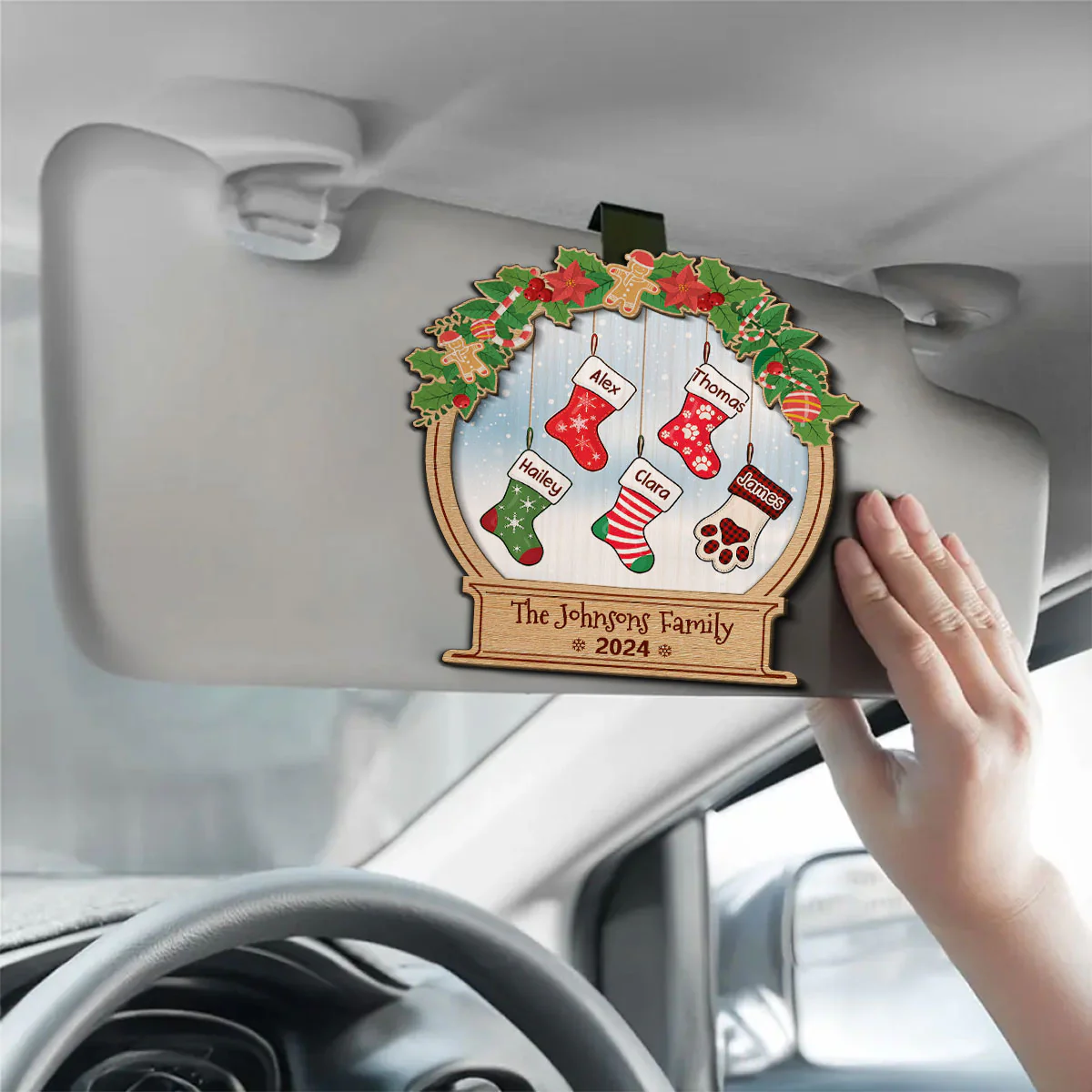 Christmas Funny Stockings - Personalized Custom Car Visor Clip - Image 2