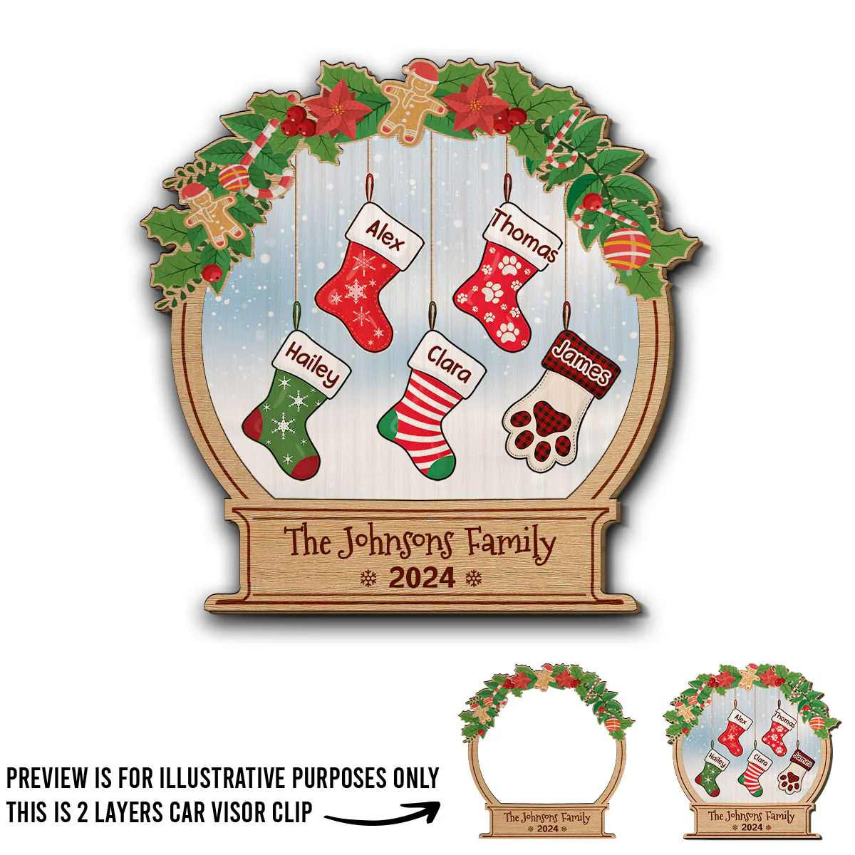 Christmas Funny Stockings - Personalized Custom Car Visor Clip - Image 4