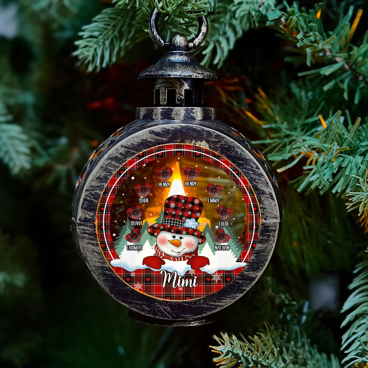 Christmas Grandparents - Personalized Custom Christmas Lantern - Image 2