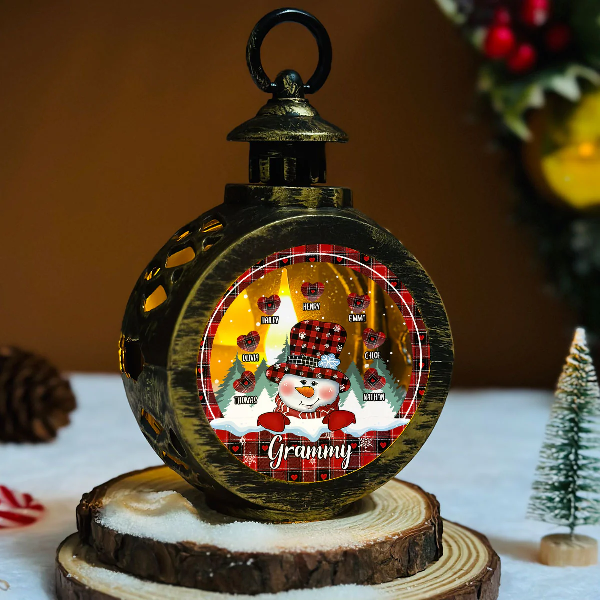 Christmas Grandparents - Personalized Custom Christmas Lantern - Image 5