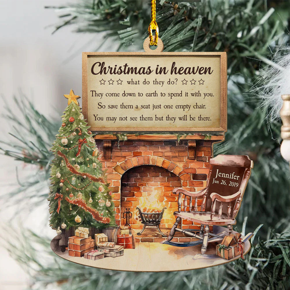 Christmas in Heaven - Personalized Custom 1-layered Wood Ornament - Image 3