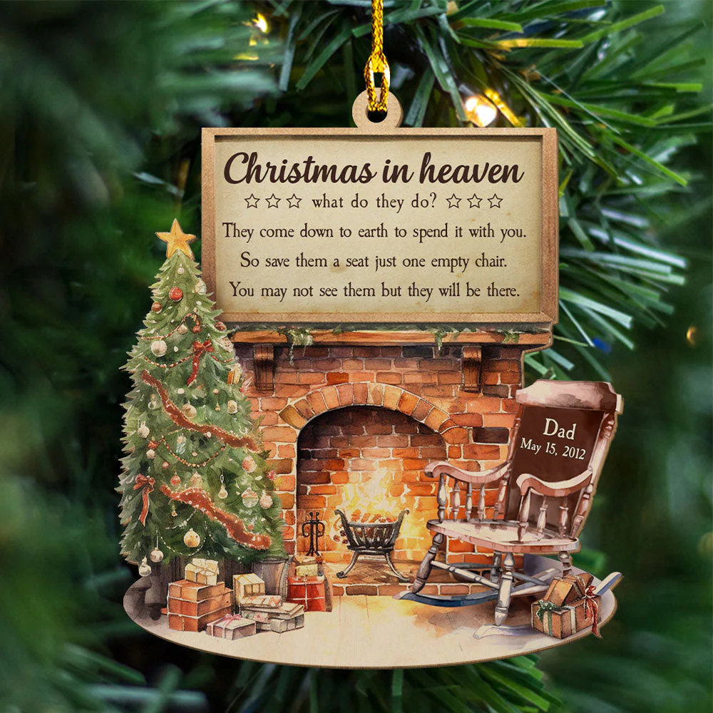Christmas in Heaven - Personalized Custom 1-layered Wood Ornament - Image 4