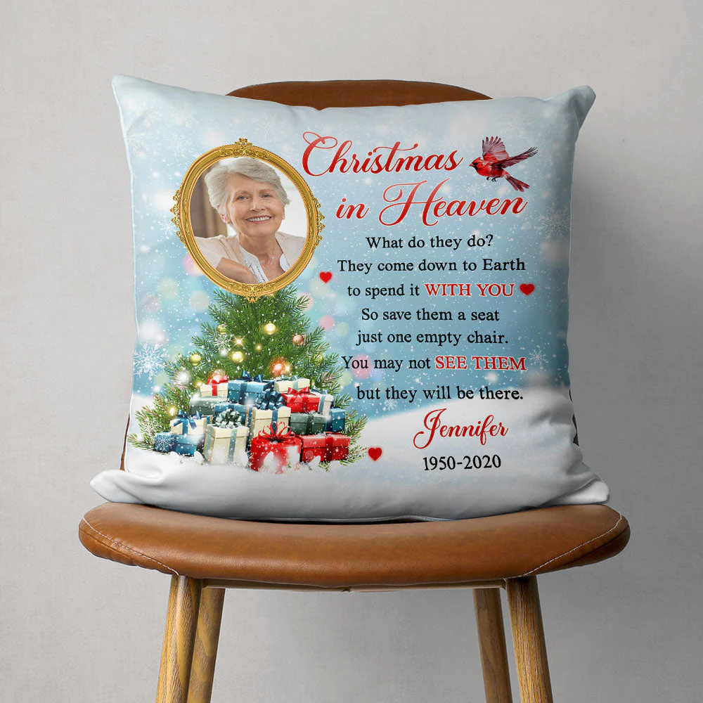 Christmas In Heaven - Personalized Custom Throw Pillow - Image 3