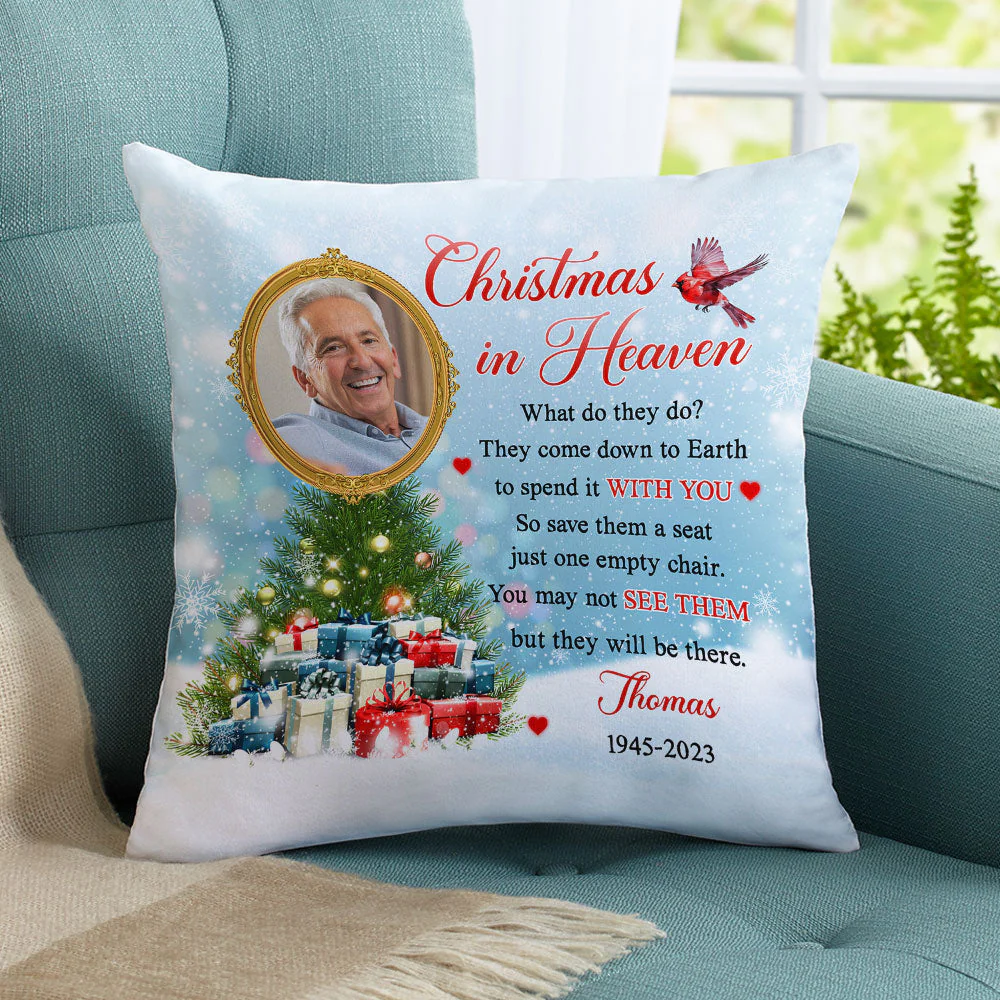 Christmas In Heaven - Personalized Custom Throw Pillow - Image 4