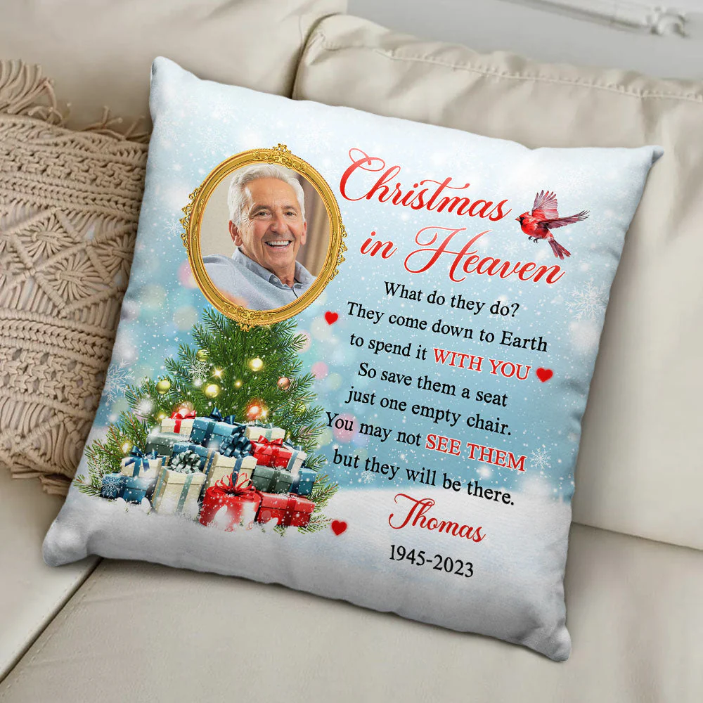 Christmas In Heaven - Personalized Custom Throw Pillow - Image 5