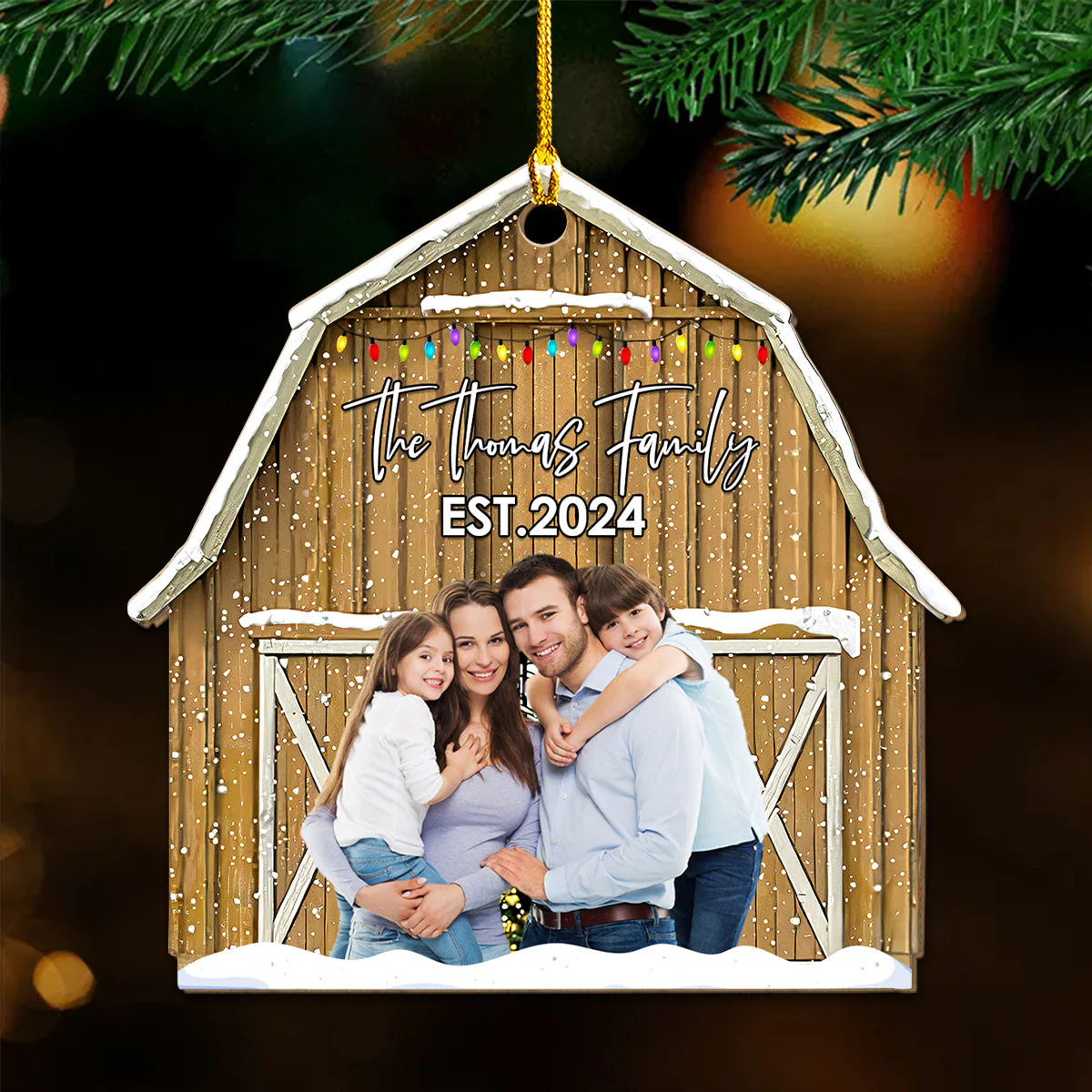 Christmas In The Barn - Personalized Custom Wood Ornament - Image 3