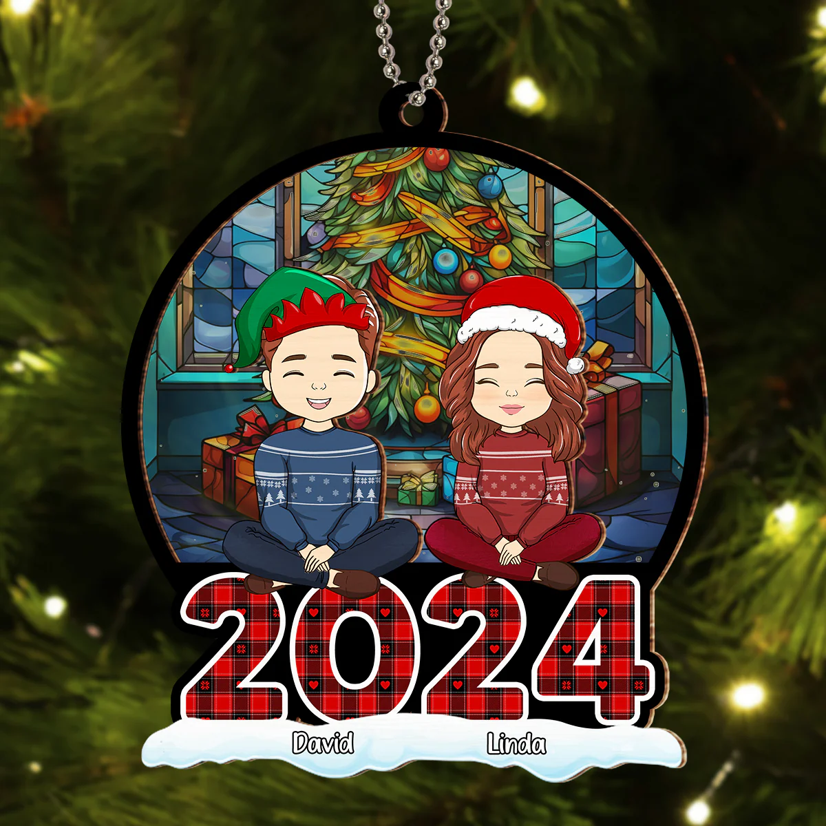 Christmas Is A Time For Family - Personalized Custom Suncatcher Ornament - Image 2