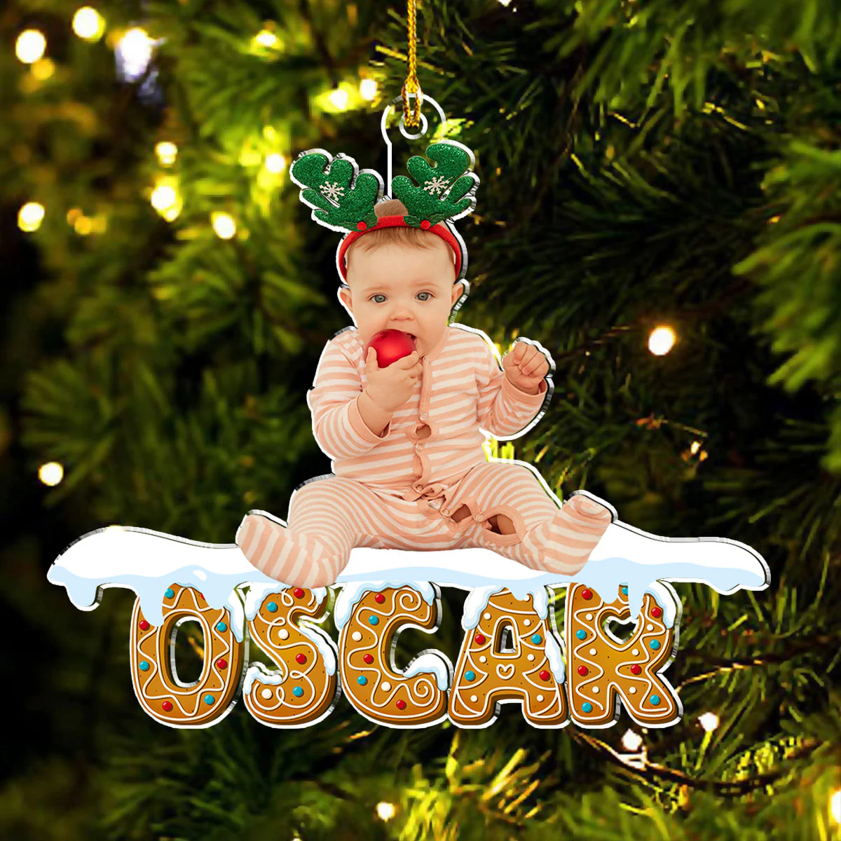 Christmas Name With Photo - Personalized Custom Acrylic Ornament - Image 3