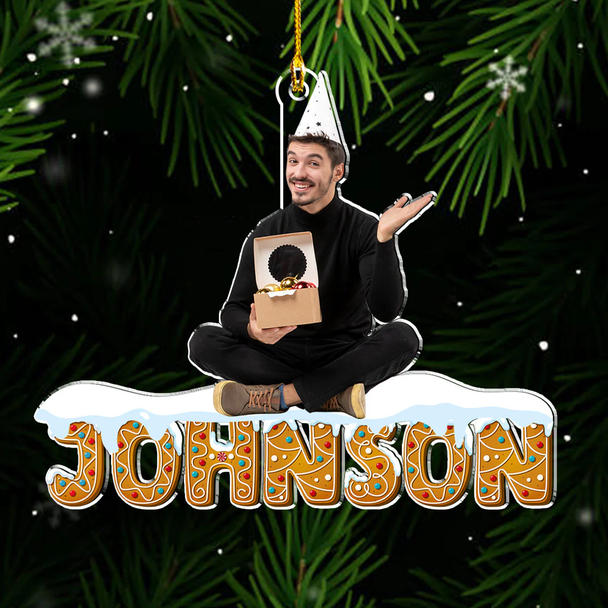 Christmas Name With Photo - Personalized Custom Acrylic Ornament - Image 4