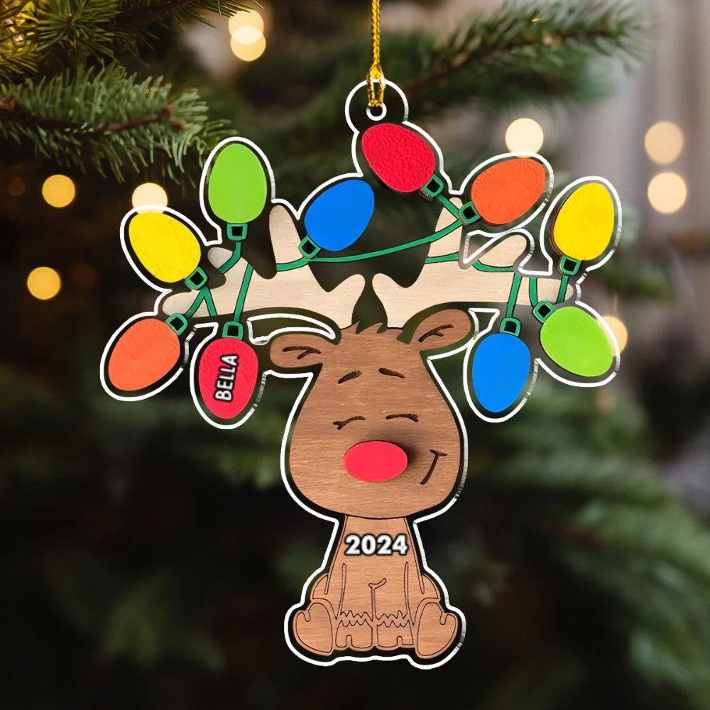 Christmas Reindeer Family - Personalized Custom Acrylic Ornament - Image 5