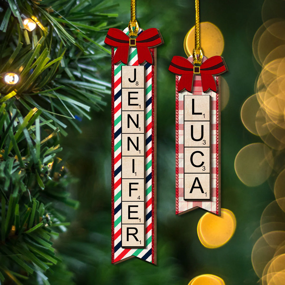 Christmas Scrabble - Personalized Custom Freeshape 2-Layered Wood Ornament - Image 4