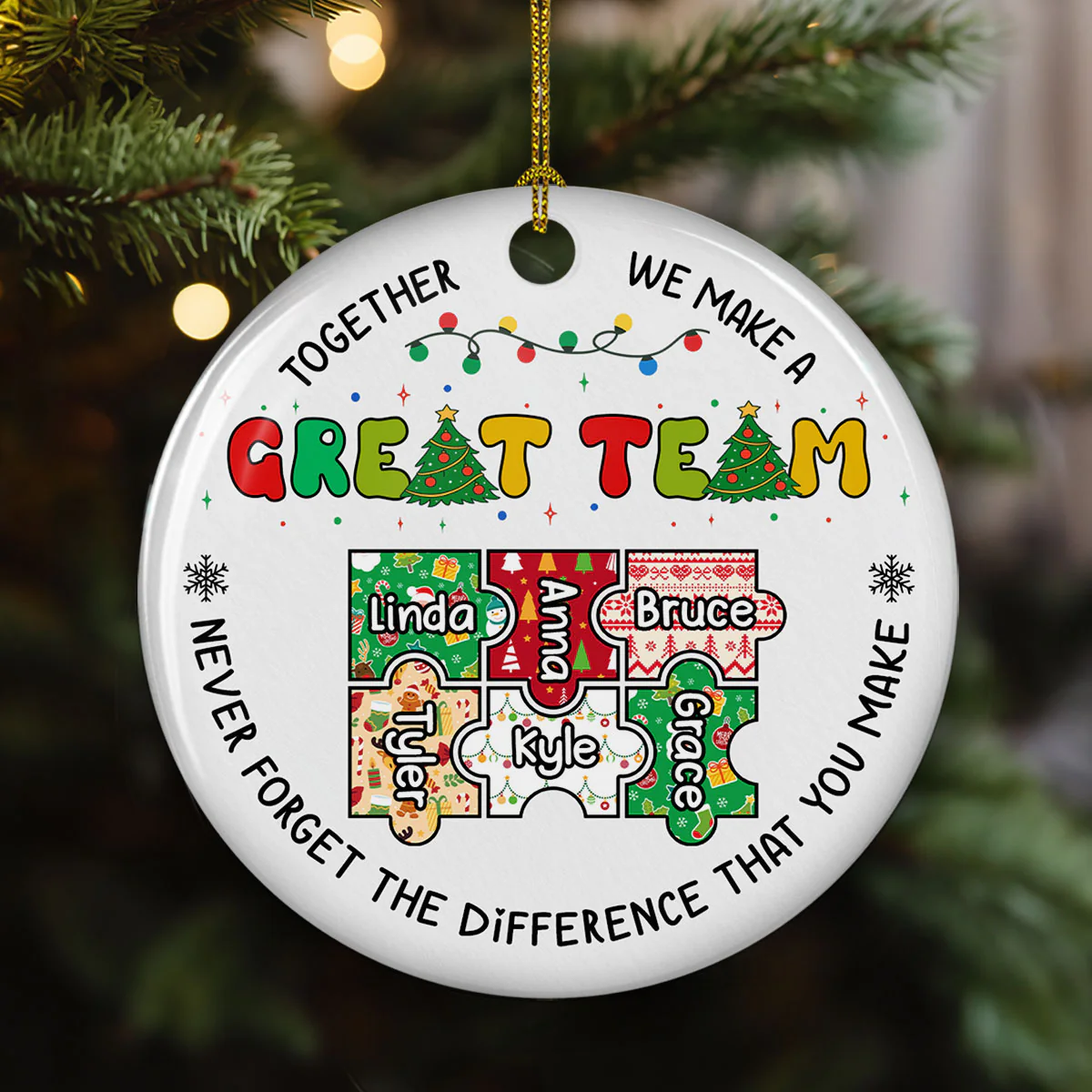 Christmas Shines Brighter With You - Personalized Custom Ceramic Ornament