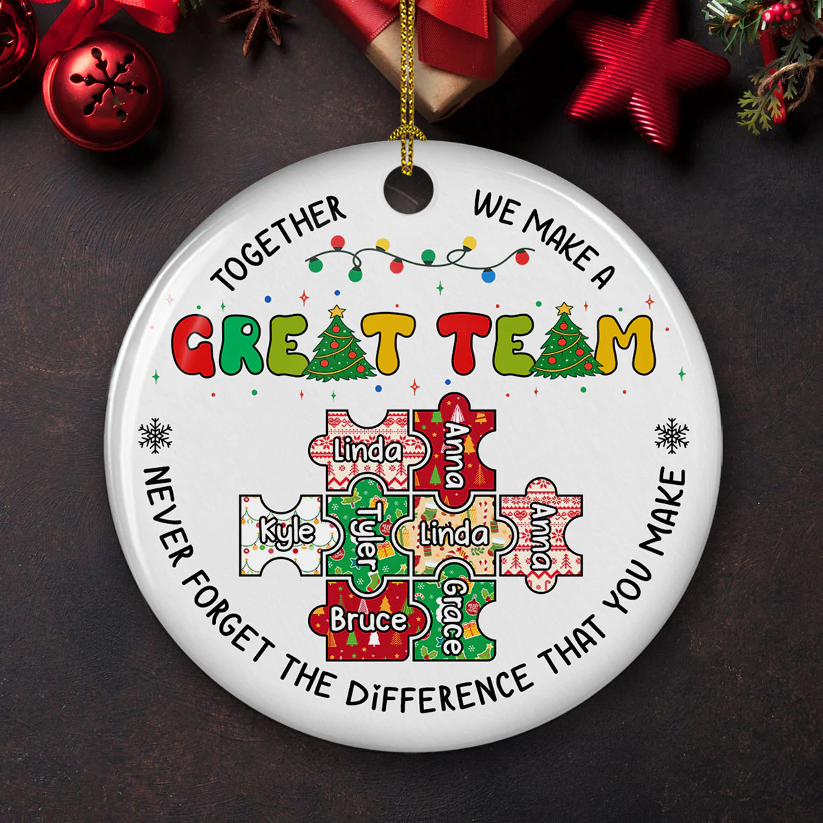 Christmas Shines Brighter With You - Personalized Custom Ceramic Ornament - Image 2