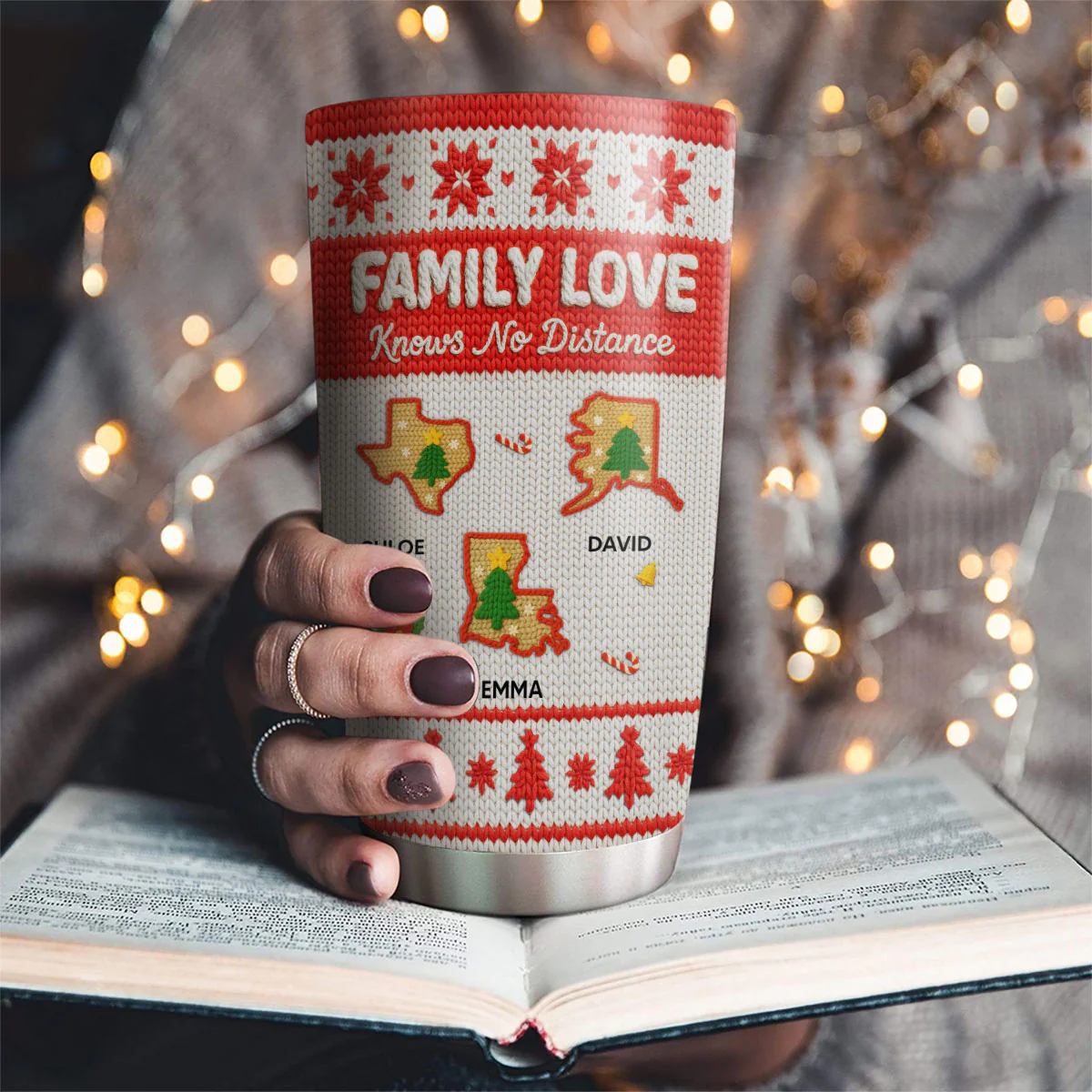 Christmas State Knit - Personalized Custom Tumbler - Image 2