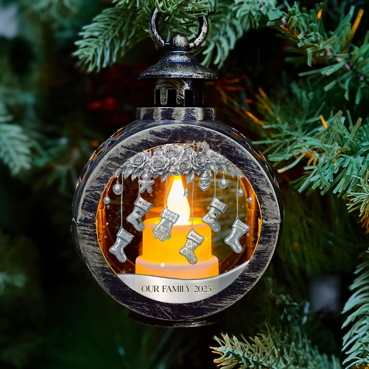 Christmas Stockings Hanging - Personalized Custom Christmas Lantern - Image 2