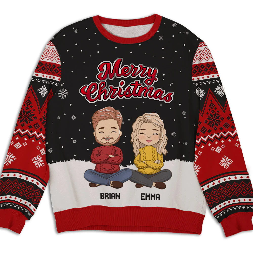 Christmas Sweatshirt Pattern - Personalized Custom All-Over-Print Sweatshirt - Image 2