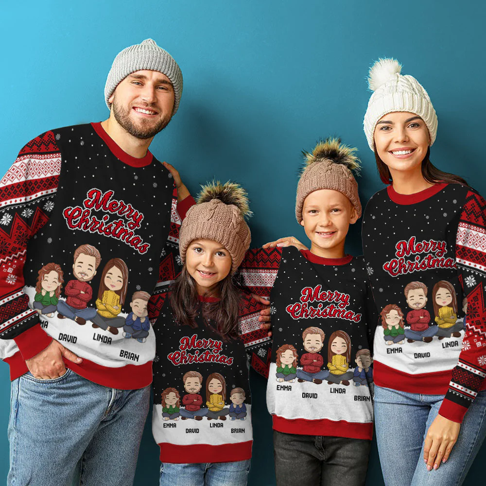 Christmas Sweatshirt Pattern - Personalized Custom All-Over-Print Sweatshirt - Image 3
