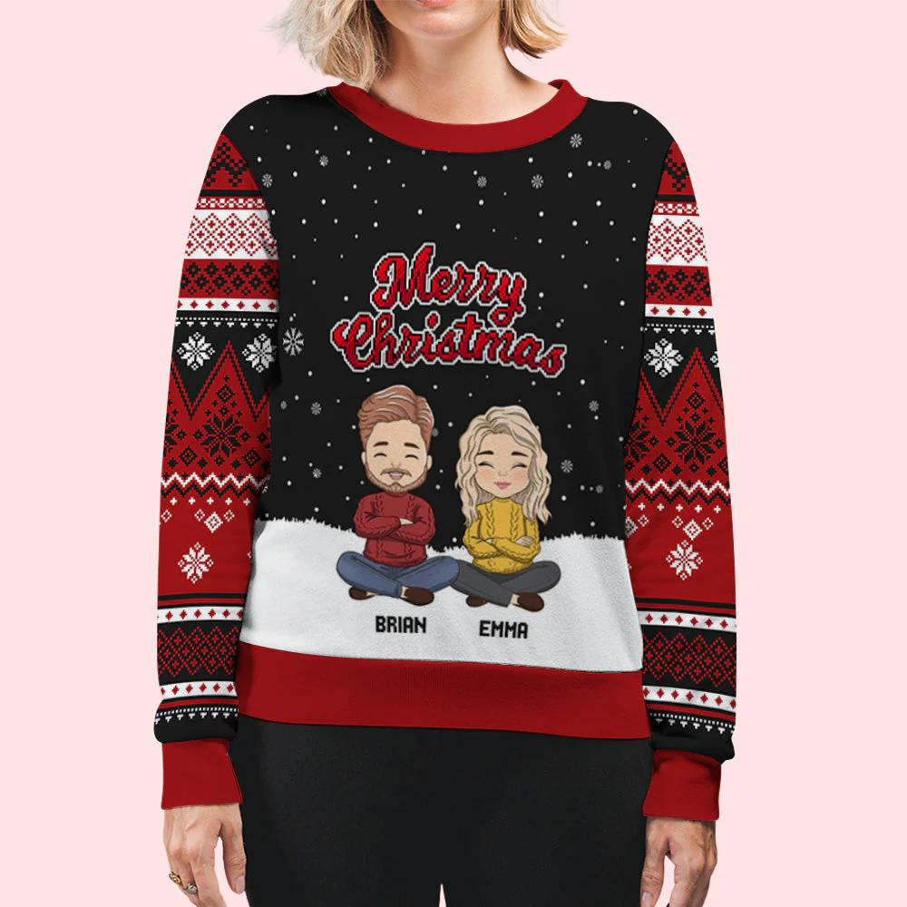Christmas Sweatshirt Pattern - Personalized Custom All-Over-Print Sweatshirt - Image 4
