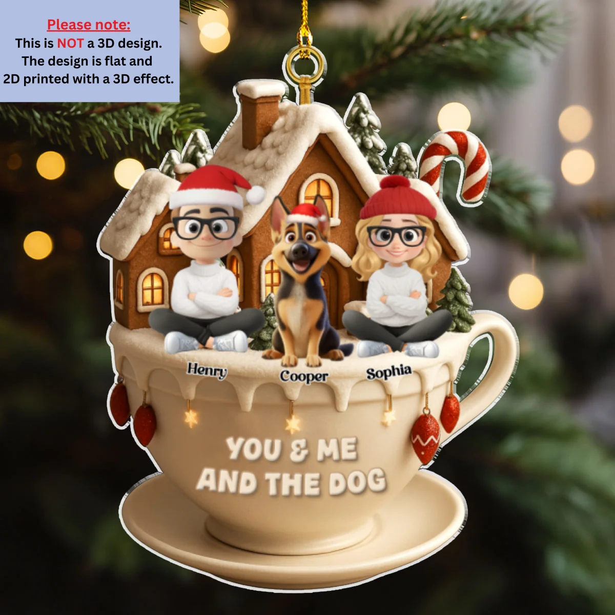 Christmas Tea Cup House - Personalized Custom Acrylic Ornament - Image 6