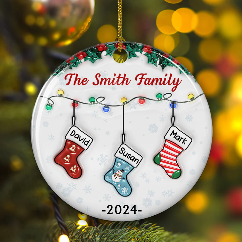 Christmas Together - Personalized Custom 3D Inflated Effect Ceramic Ornament - Image 2