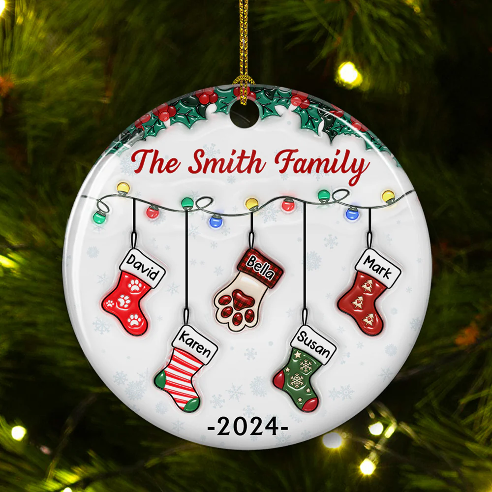 Christmas Together - Personalized Custom 3D Inflated Effect Ceramic Ornament - Image 5
