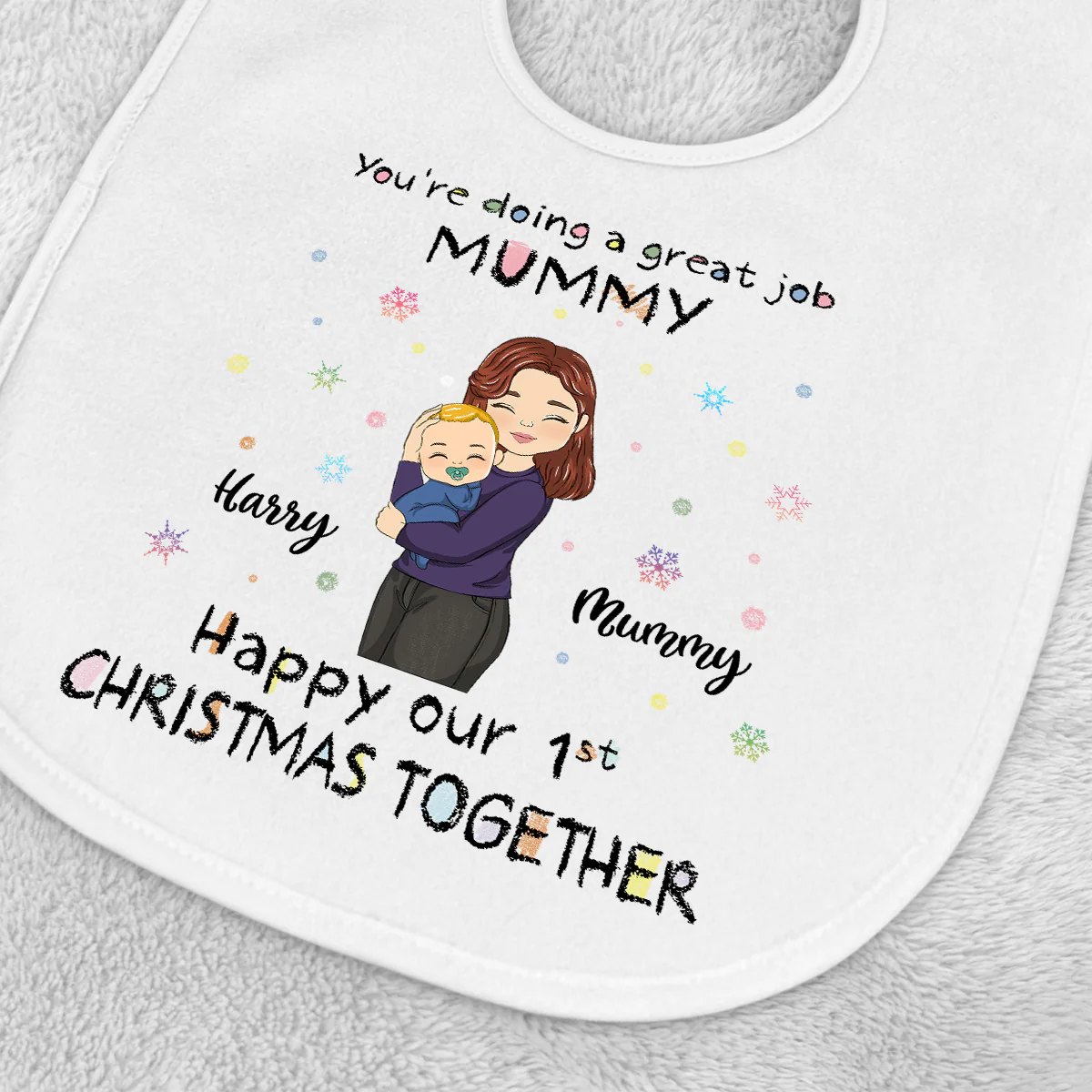 Christmas Together - Personalized Custom Baby Bib - Image 2