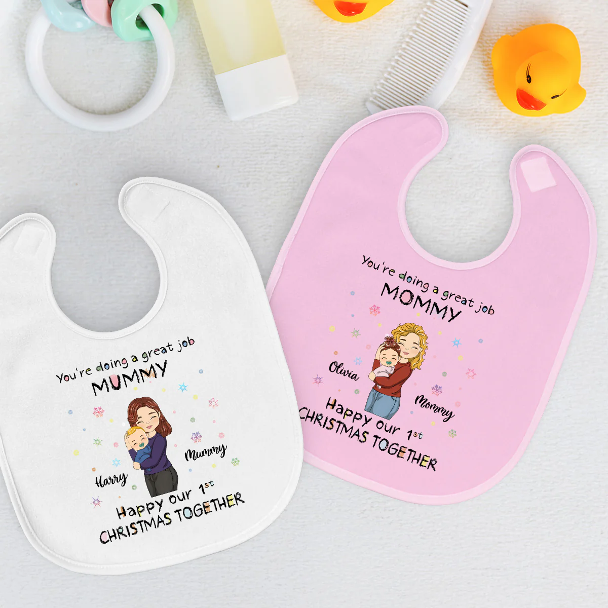 Christmas Together - Personalized Custom Baby Bib - Image 3
