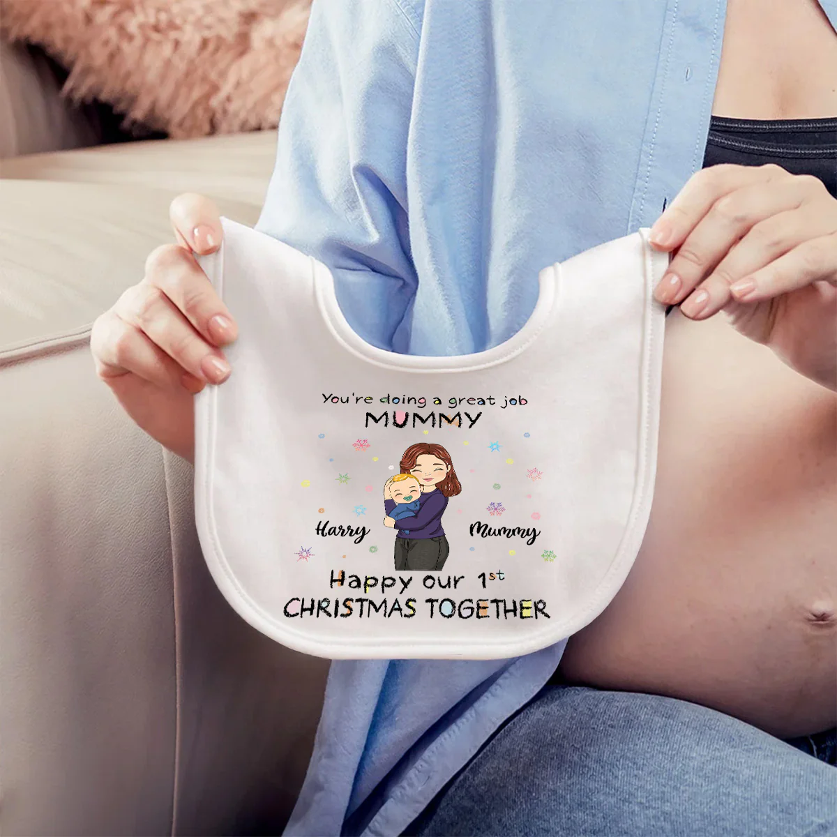Christmas Together - Personalized Custom Baby Bib - Image 5