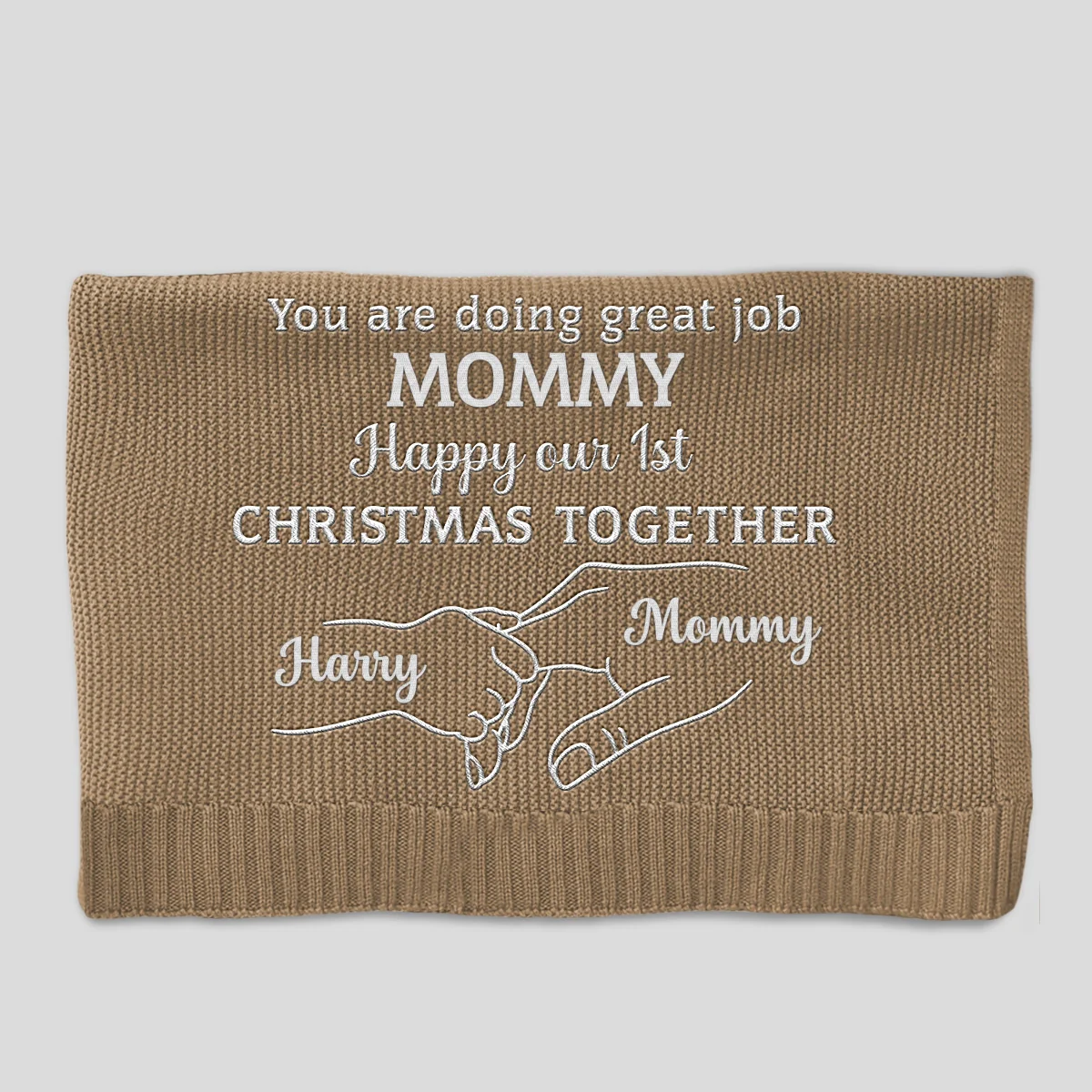 Christmas Together - Personalized Custom Embroidered Knitted Baby Blanket - Image 11