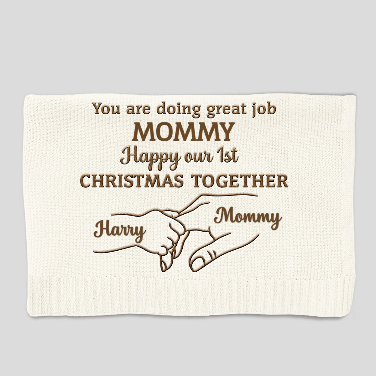 Christmas Together - Personalized Custom Embroidered Knitted Baby Blanket - Image 7