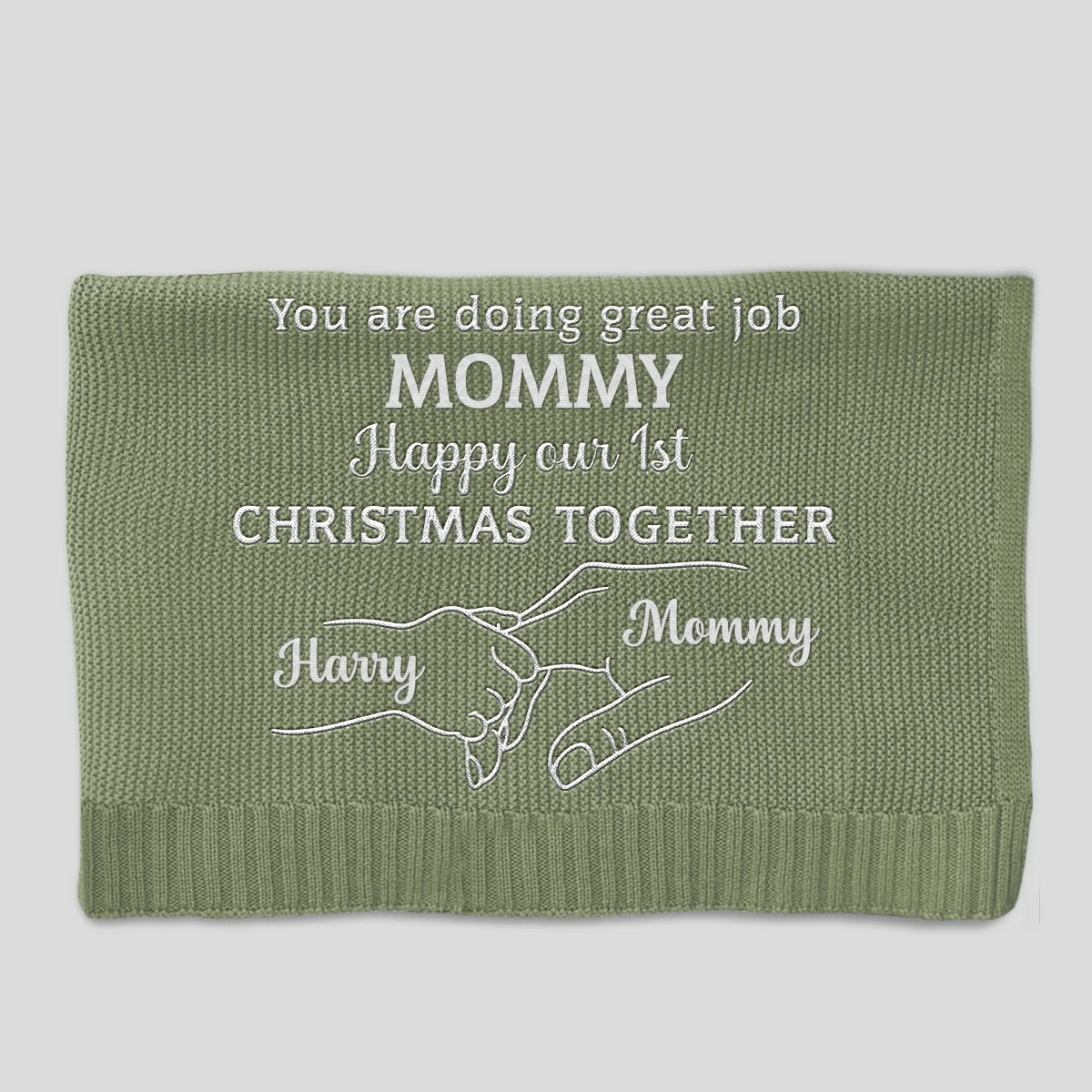 Christmas Together - Personalized Custom Embroidered Knitted Baby Blanket - Image 9