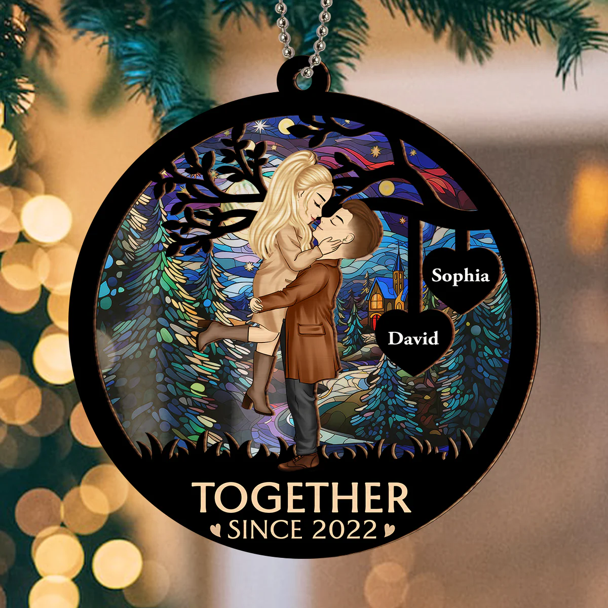 Christmas Together - Personalized Custom Suncatcher Ornament - Image 2