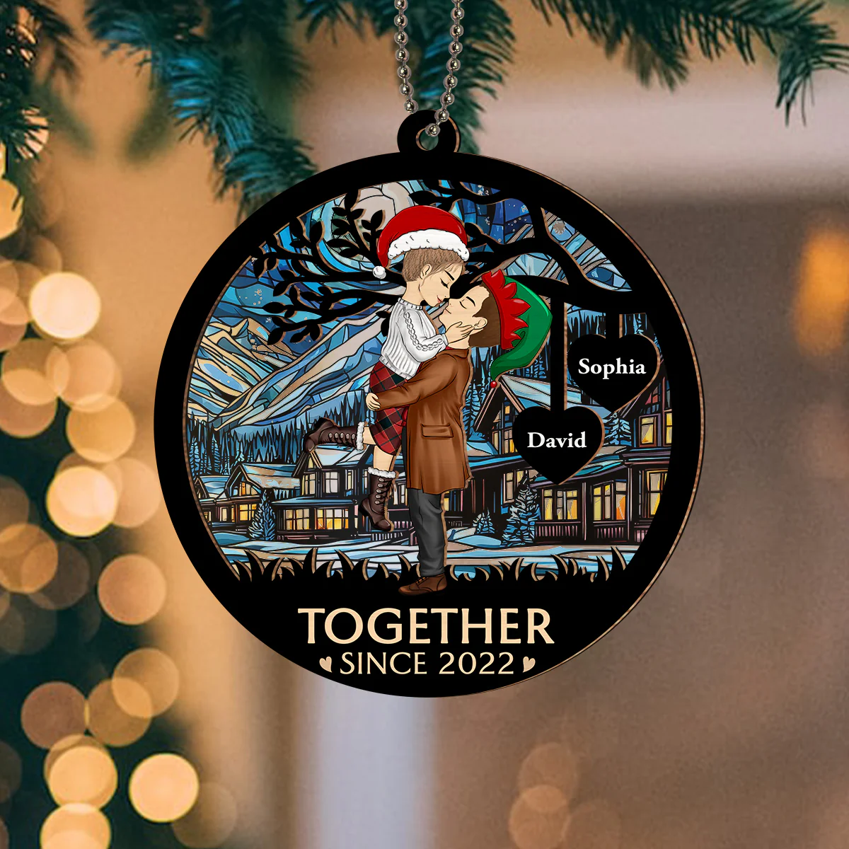 Christmas Together - Personalized Custom Suncatcher Ornament - Image 4