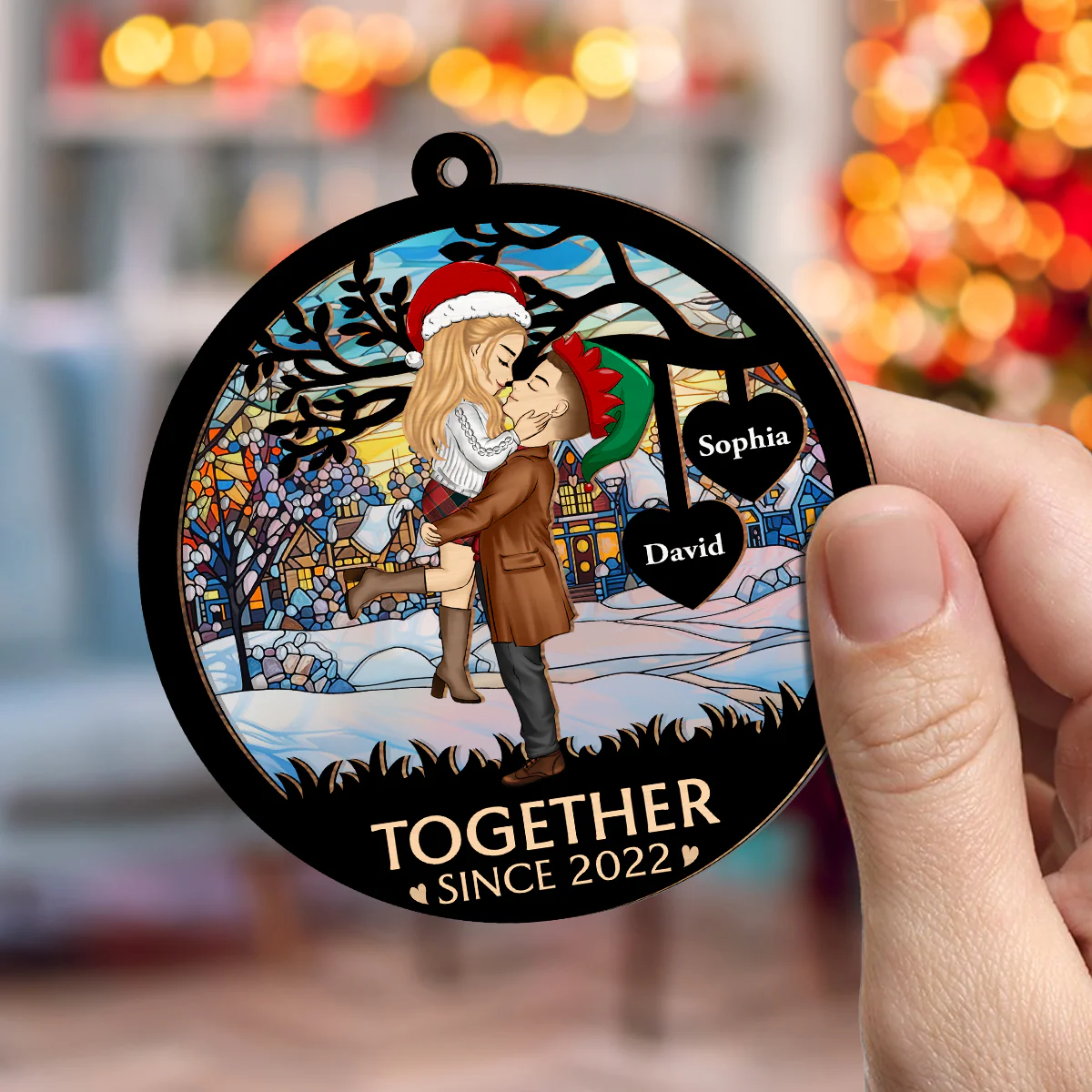 Christmas Together - Personalized Custom Suncatcher Ornament - Image 5