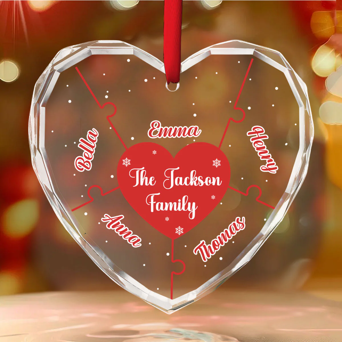 Christmas Together We Make A Family - Personalized Custom Glass Ornament - Image 2