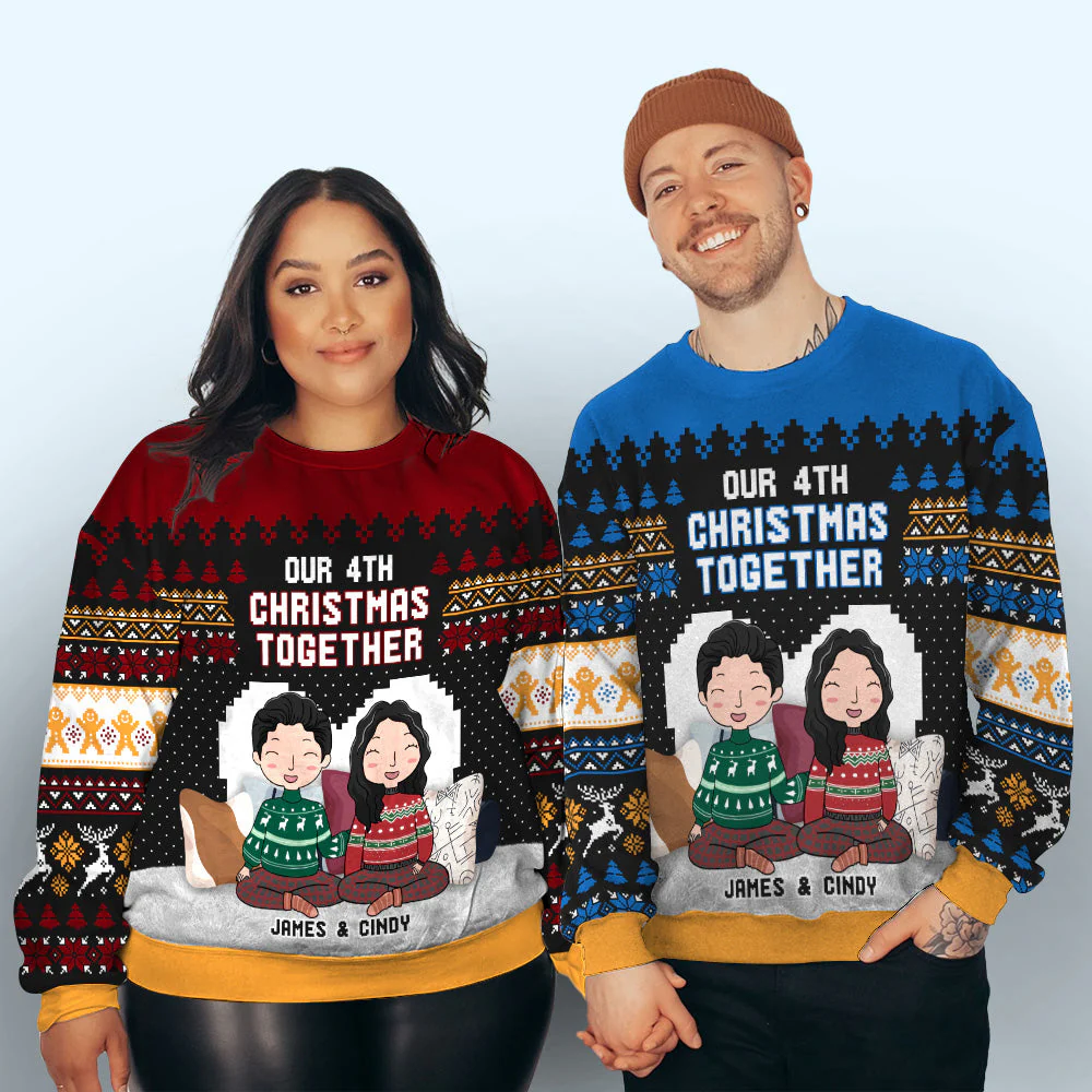 Christmas Together - Personalized Custom All-Over-Print Sweatshirt - Image 4