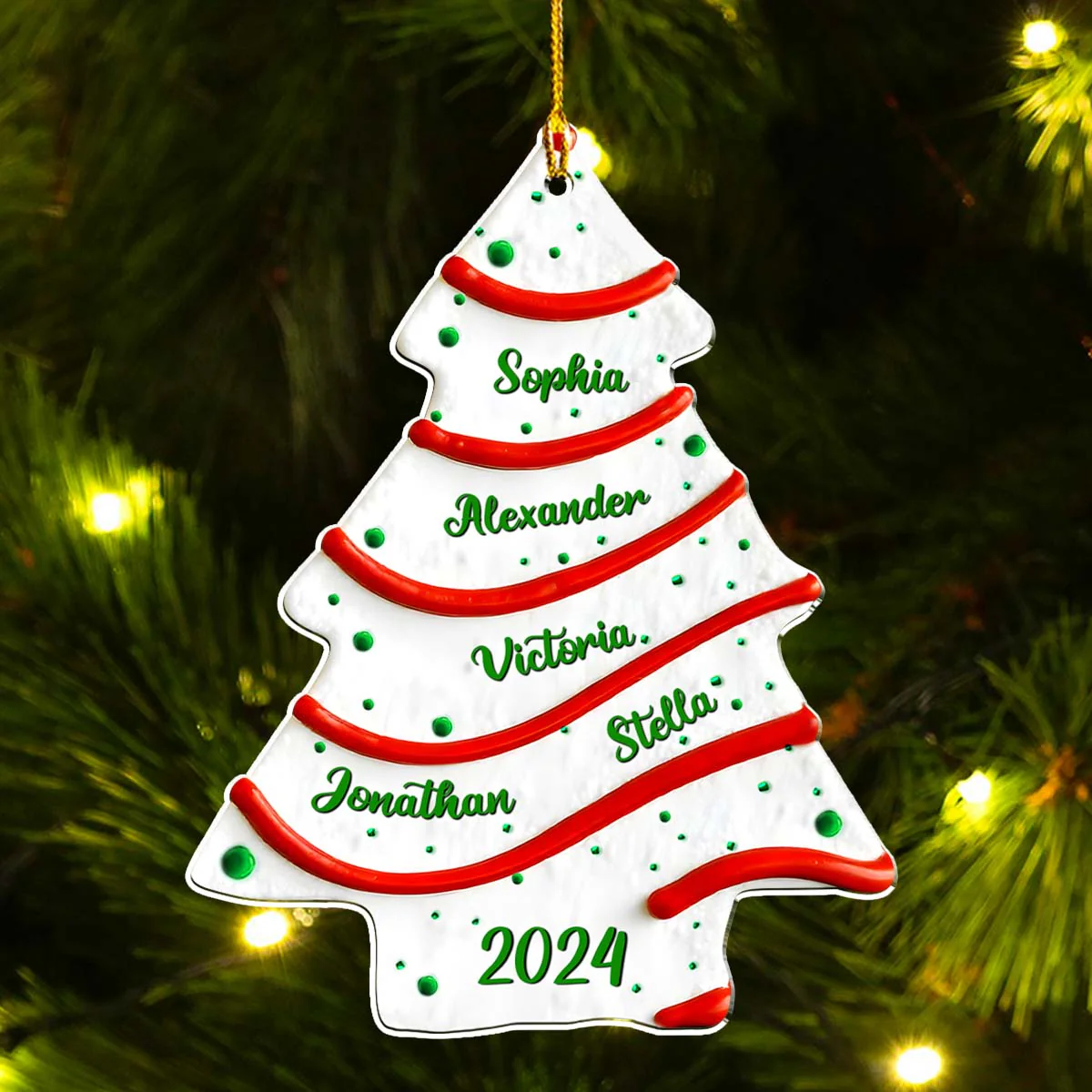 Christmas Tree Cake Custom Name - Personalized Custom 3D Effect Acrylic Ornament - Gifts For Family, Friends, Coworkers - Image 2