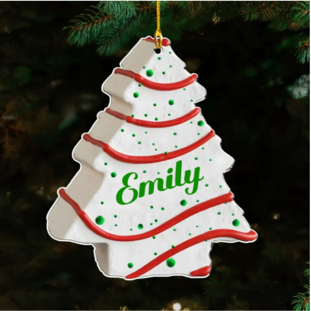 Christmas Tree Cake Name Family - Personalized Custom Acrylic Ornament - Image 6
