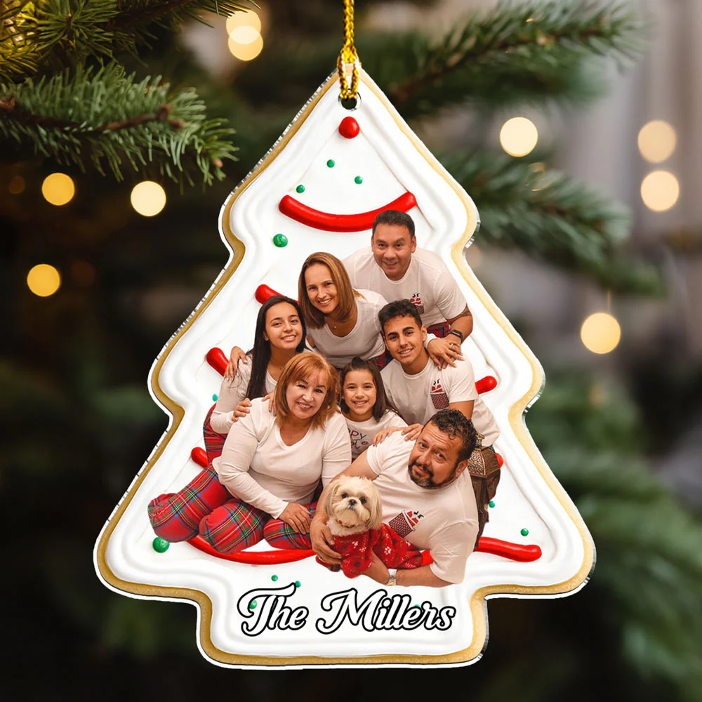 Christmas Tree Cake Photo - Personalized Custom Acrylic Ornament - Image 4