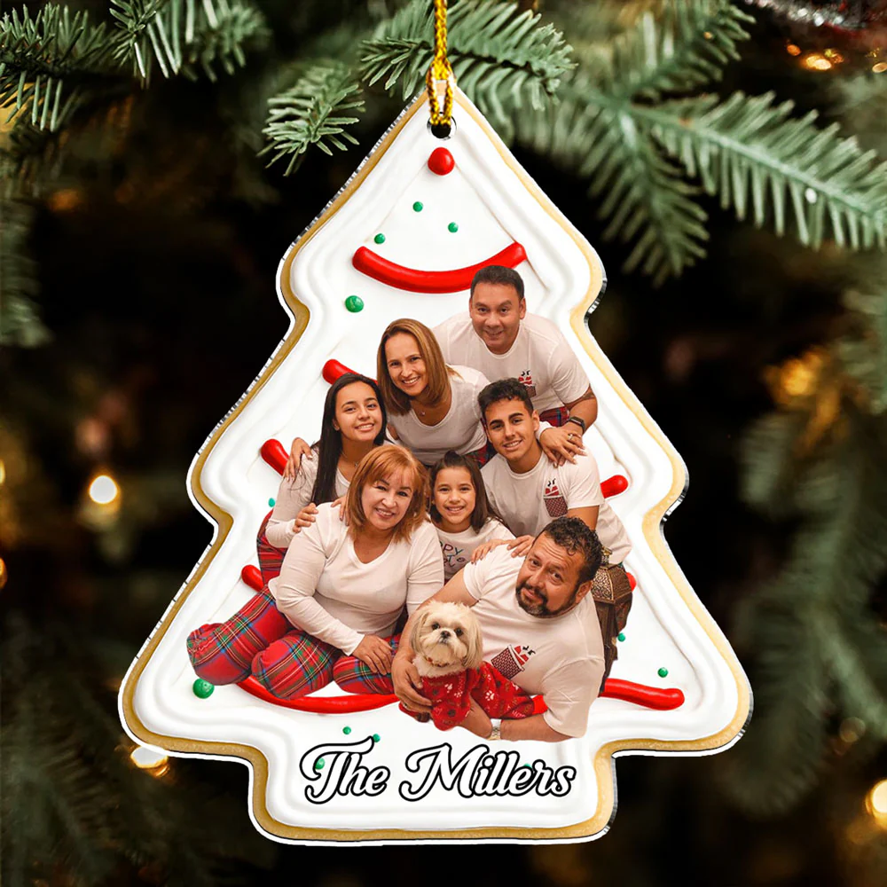 Christmas Tree Cake Photo - Personalized Custom Acrylic Ornament - Image 5