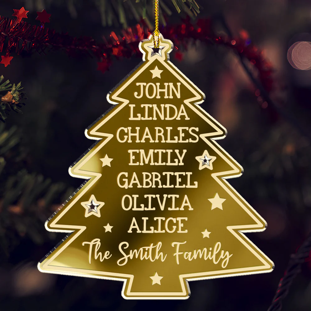 Christmas Tree Family Names - Personalized Custom Mirrored Acrylic Ornament - Image 5