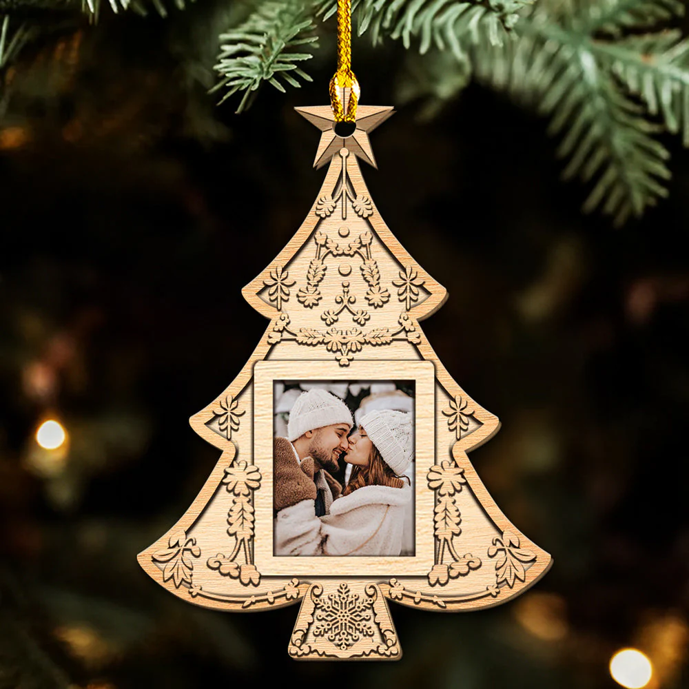 Christmas Tree Family - Personalized Custom Wood Ornament - Image 4